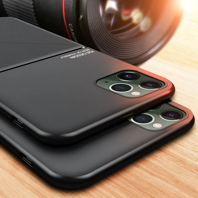 Чехол для iPhone 11 Pro Max кожаный текстурный тонкий матовый защитный чехол телефона
