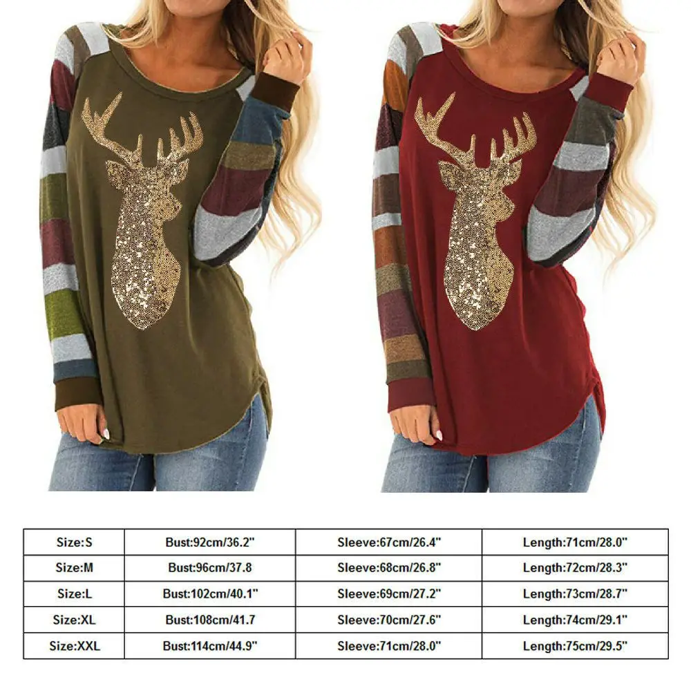 High Quality Womens Christmas Soft Tops Stripe Sequin Reindeer Long Sleeve Cute T-Shirt Fashion Breathable Comfortable Blouse
High Quality Womens Christmas Soft Tops Stripe Sequin Reindeer Long Sleeve Cute T-Shirt Fashion Breathable Comfortable Blouse