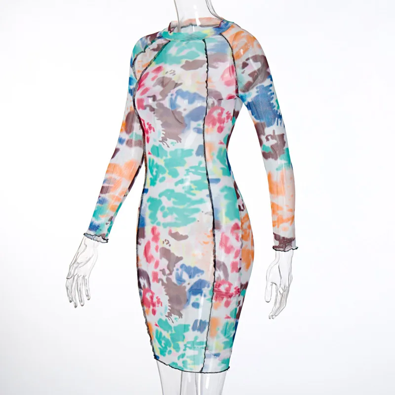 WJFZQM Tie Dye Print Long Sleeve Colorful Sexy Mini Dress Autumn Winter Mesh See Through Bodycon Party Streetwear Outfits Dress 
WJFZQM Tie Dye Print Long Sleeve Colorful Sexy Mini Dress Autumn Winter Mesh See Through Bodycon Party Streetwear Outfits Dress