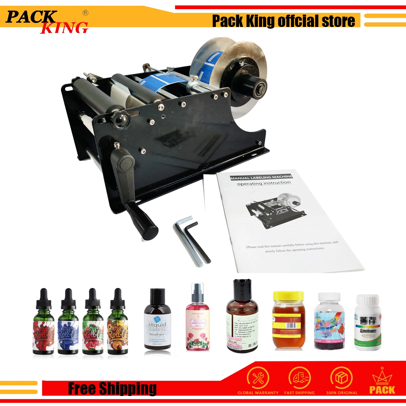 Manual Round Bottle Labeling Machine Adhesive Sticker Labeler For Beer Cans Water Wine Glass Applicator Mini Free Shipping
Manual Round Bottle Labeling Machine Adhesive Sticker Labeler For Beer Cans Water Wine Glass Applicator Mini Free Shipping
