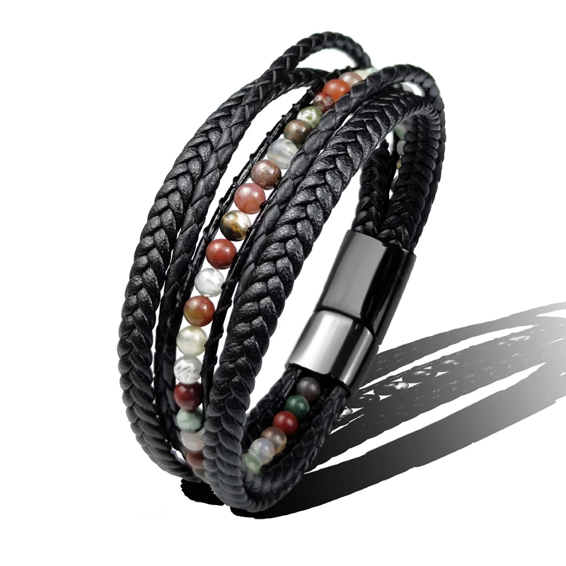 Punk Genuine Leather Indian Agate Men Bracelet Stainless Steel Magnetic Clasp Bangle 2021 Fashion Male Wristband Jewelry Gift
Punk Genuine Leather Indian Agate Men Bracelet Stainless Steel Magnetic Clasp Bangle 2021 Fashion Male Wristband Jewelry Gift