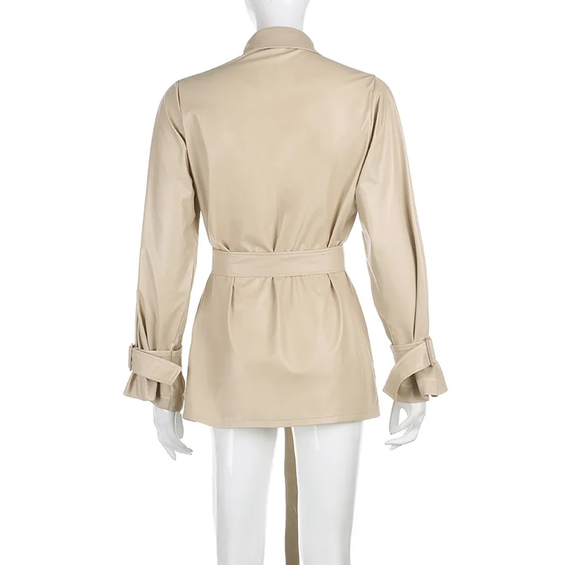 PU Leather Trench Slim Thin Coat with Belt Vintage Fashion Motocycle Windbreaker Autumn Jacket Women Outfit Female Outwear 2020
PU Leather Trench Slim Thin Coat with Belt Vintage Fashion Motocycle Windbreaker Autumn Jacket Women Outfit Female Outwear 2020