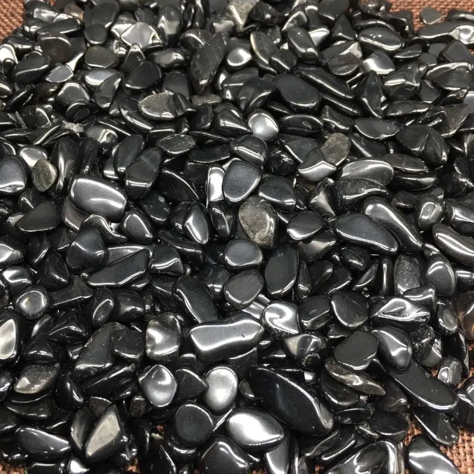 Natural Black Obsidian Quartz Crystal Gravel Degauss Purification natural stones and minerals Fish tank stones