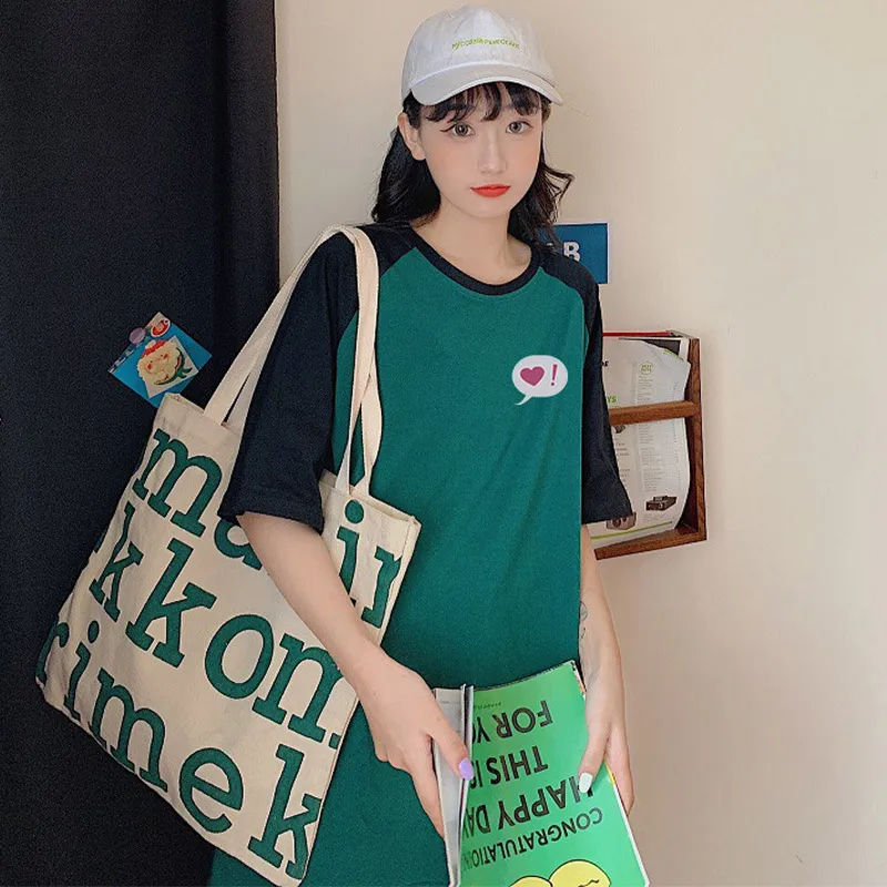 Cotton Sweet Heart Print Women Long T-shirts O-neck Loose Casual Half Raglan Sleeve Korean Female Tops 2021 Summer Girls Tshirt
Cotton Sweet Heart Print Women Long T-shirts O-neck Loose Casual Half Raglan Sleeve Korean Female Tops 2021 Summer Girls Tshirt