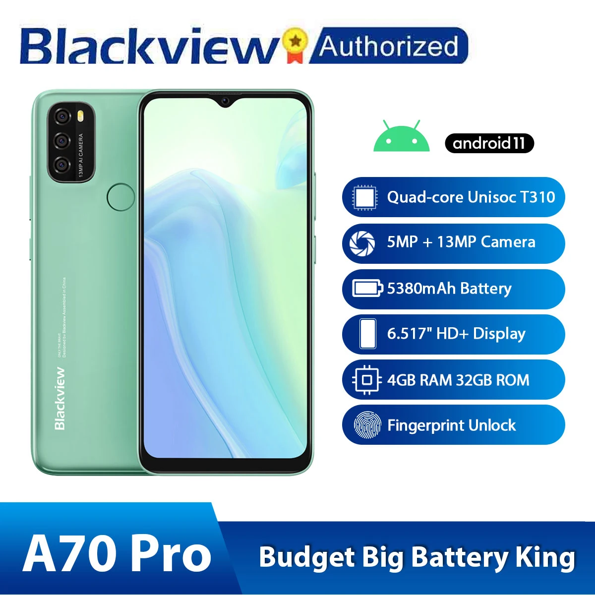 Blackview A70 Pro смартфон с 5 5-дюймовым дисплеем четырёхъядерным процессором T310 ОЗУ 4 Гб