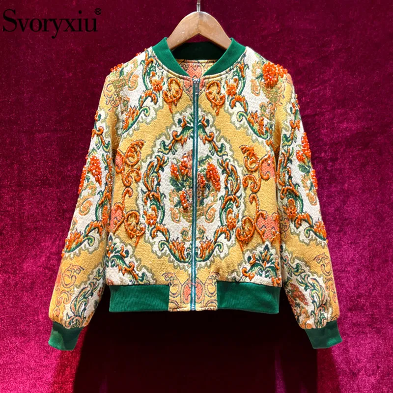 Женское винтажное короткое пальто Svoryxiu, дизайнерское жаккардовое пальто с ручной отделкой бисером на осень и зиму 
Женское винтажное короткое пальто Svoryxiu, дизайнерское жаккардовое пальто с ручной отделкой бисером на осень и зиму