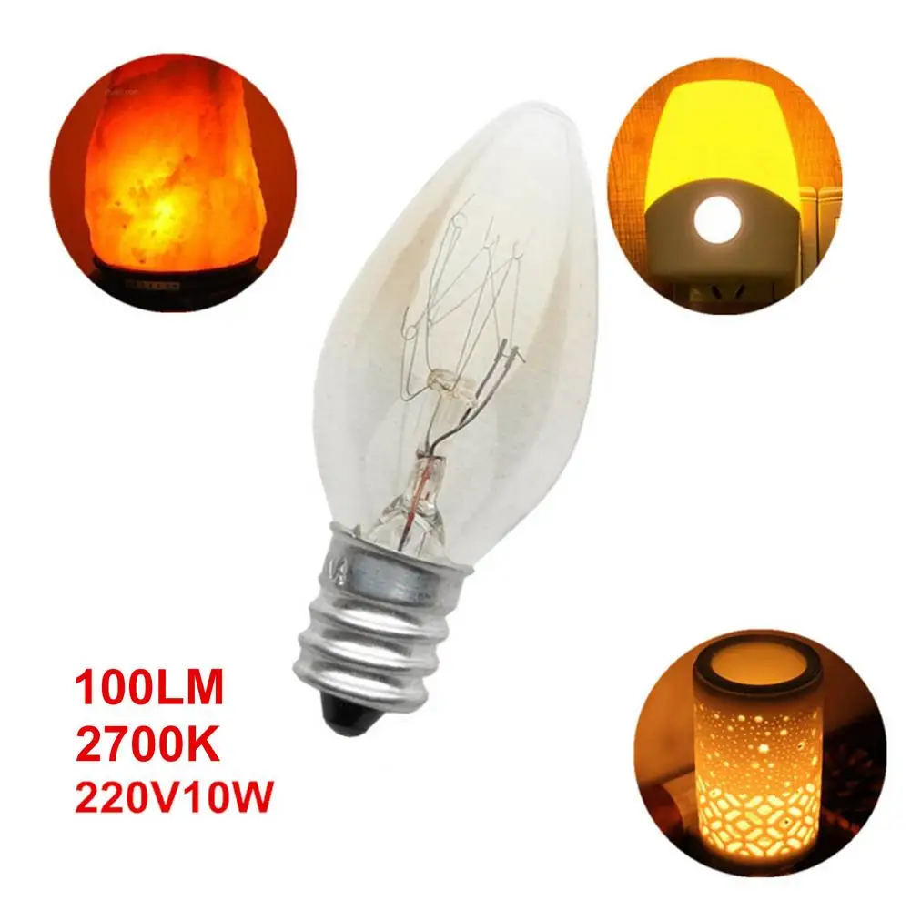 10pcs E12 Light Bulb 220V 10W 100LM 2700K Transparent Warm Color C7 Incandescent Tungsten Night Lamp Bulb Himalayan Salt Lamp
10pcs E12 Light Bulb 220V 10W 100LM 2700K Transparent Warm Color C7 Incandescent Tungsten Night Lamp Bulb Himalayan Salt Lamp