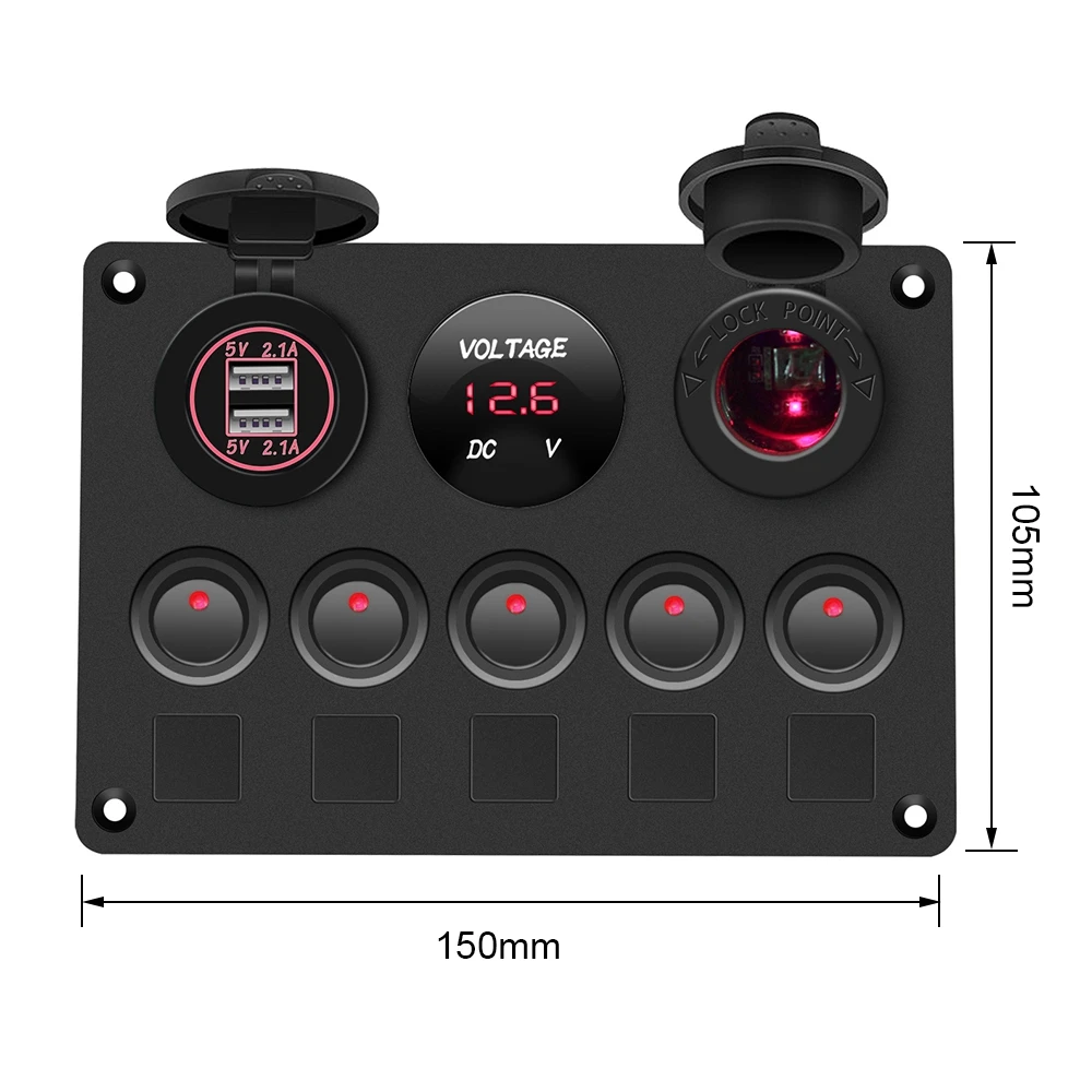 Panel Digital Voltmeter Dual Switch USB Port 12V Outlet Combination Switch Panel for Car Marine Ship LED Toggle Rocker
Panel Digital Voltmeter Dual Switch USB Port 12V Outlet Combination Switch Panel for Car Marine Ship LED Toggle Rocker