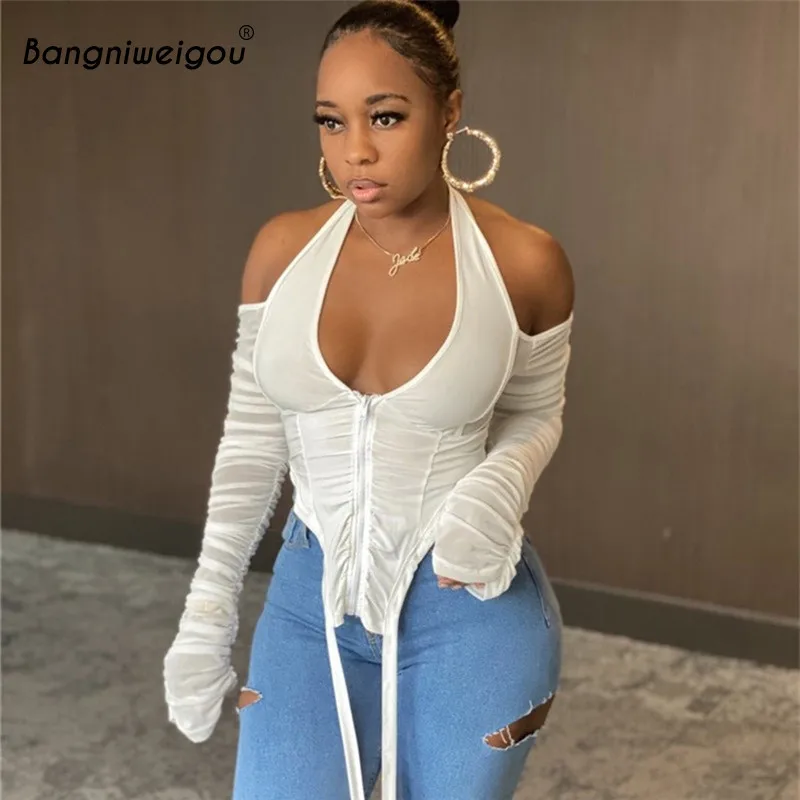 Bangniweigou Mesh Sleeve Patchwork Bandage Halter T Shirt Women White Black Red Summer Bodycon V-neck Drawstring Tshirts
Bangniweigou Mesh Sleeve Patchwork Bandage Halter T Shirt Women White Black Red Summer Bodycon V-neck Drawstring Tshirts
