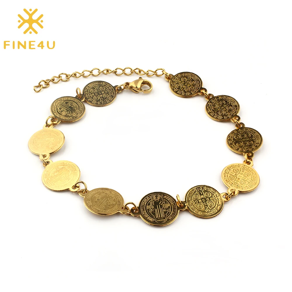 FINE4U B420 Saint Benedict Evil Protection Medal Charm Bracelet for Women Catholic San Benito Jewelry Accessory
FINE4U B420 Saint Benedict Evil Protection Medal Charm Bracelet for Women Catholic San Benito Jewelry Accessory