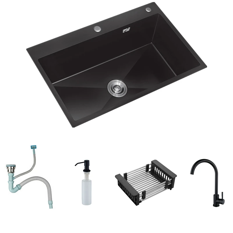 Black sink single Nano kitchen Stainless steel household oversized above counter basin
Black sink single Nano kitchen Stainless steel household oversized above counter basin