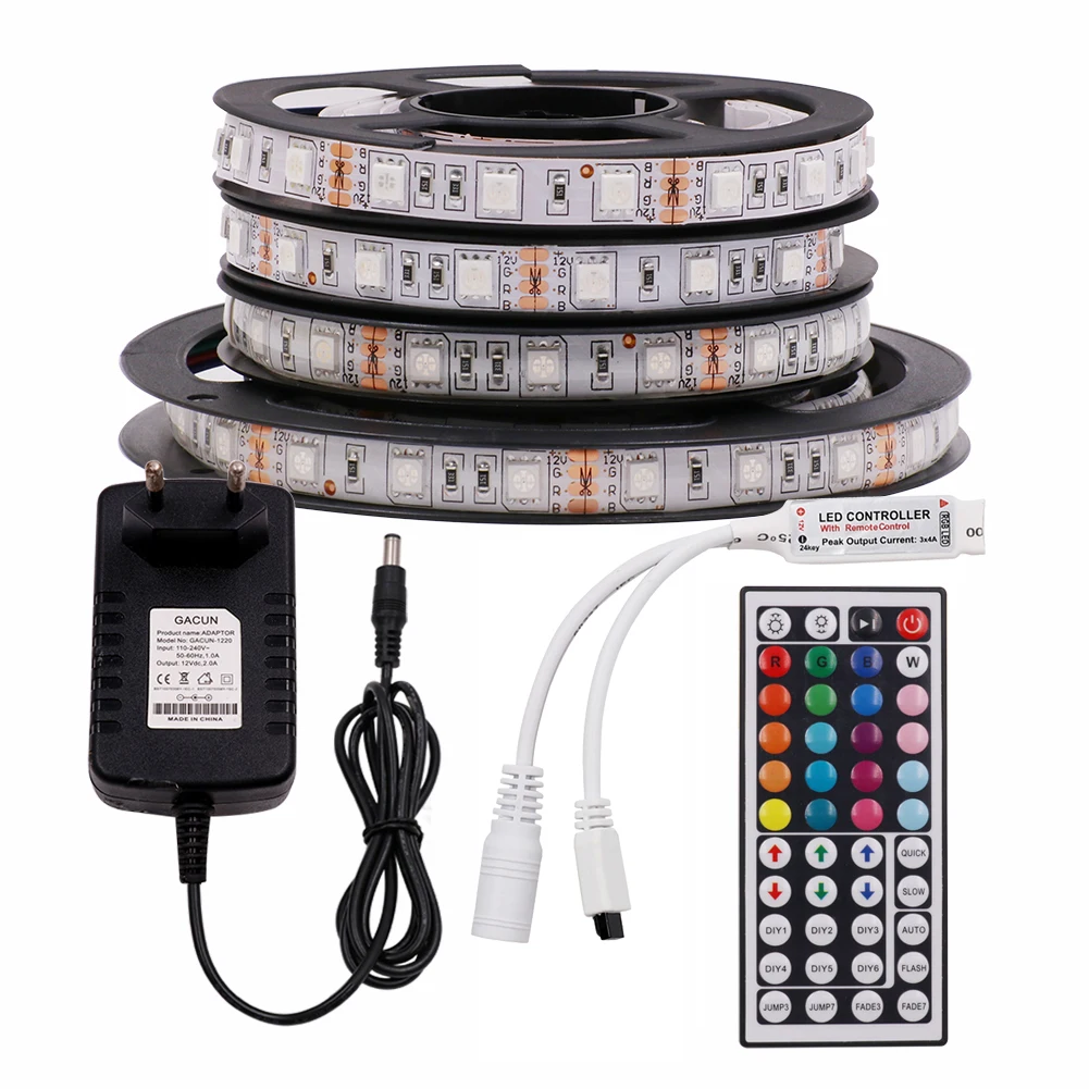 10M 5050 RGB LED Strip Light DC12V 60Leds/m Waterproof Led Ribbon Diode Tape Flexible Light + 44key +12V 5A EU Power Supply
10M 5050 RGB LED Strip Light DC12V 60Leds/m Waterproof Led Ribbon Diode Tape Flexible Light + 44key +12V 5A EU Power Supply