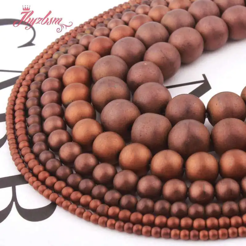 

Natural Brown Hematite Frosted Round Beads 2/3/4/6/8/10MM Stone Beads Loose For DIY Necklace Bracelet Jewelry Making Strand 15"