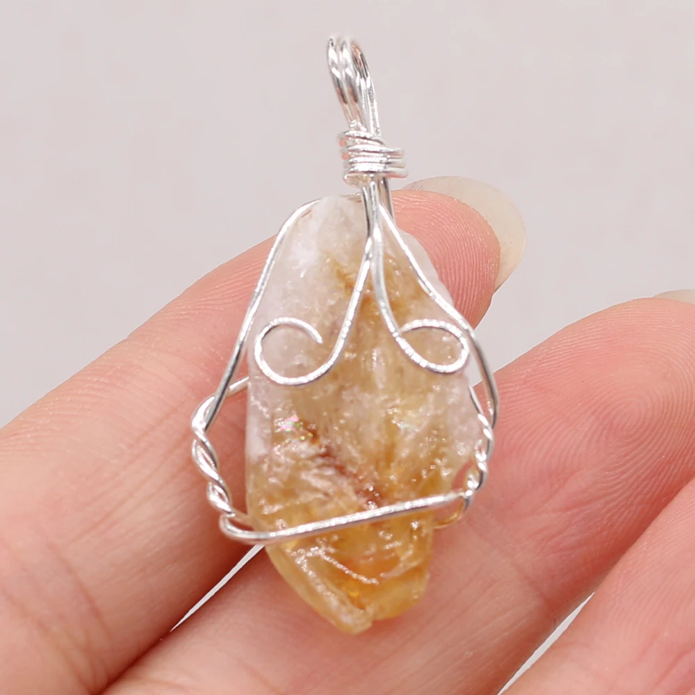 Natural Semi-preciou Stone White Yellow Crystal Bud Winding Silver Wire Pendant Charm for Jewelry Making DIY Necklace Accessorie
Natural Semi-preciou Stone White Yellow Crystal Bud Winding Silver Wire Pendant Charm for Jewelry Making DIY Necklace Accessorie