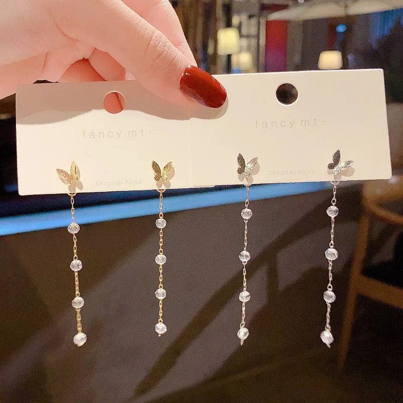 Korean Fashion Tassel Earrings Butterfly Earrings Crystal Temperament Earrings for Women Wedding Drop Earring Jewelry Gifts
Korean Fashion Tassel Earrings Butterfly Earrings Crystal Temperament Earrings for Women Wedding Drop Earring Jewelry Gifts