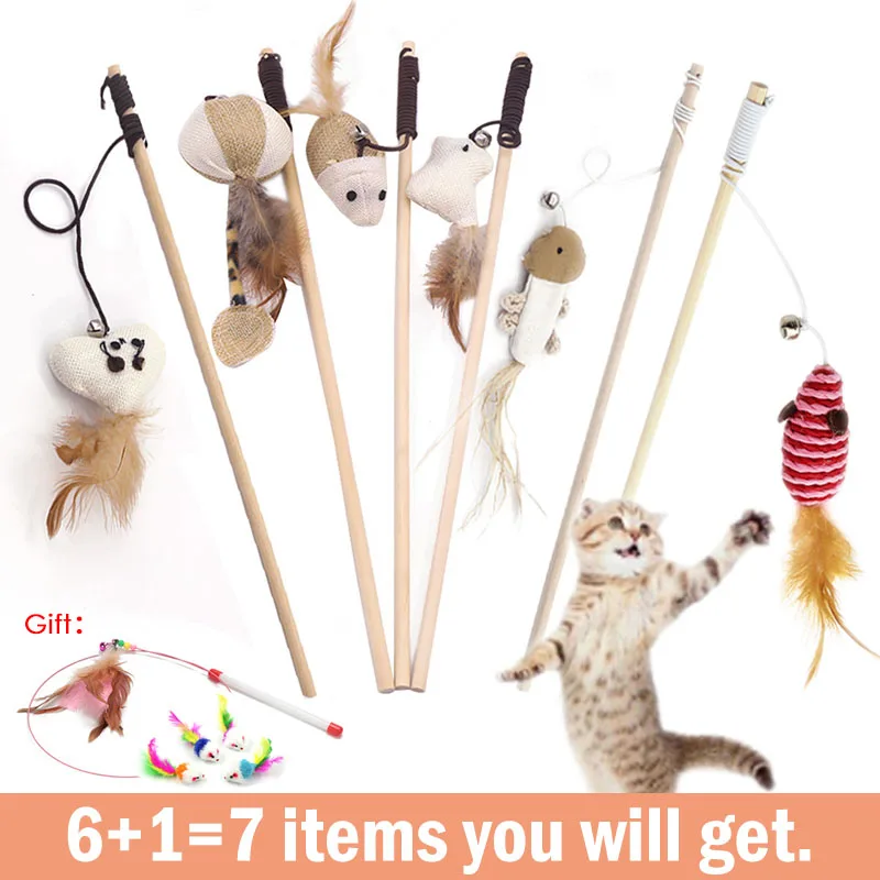 6pcs/set Pet Cat Stick Interactive Toy Funny Playing fish mouse Feather Wand With Small Bell Pet Cat Teaser Stick Toys for cat
6pcs/set Pet Cat Stick Interactive Toy Funny Playing fish mouse Feather Wand With Small Bell Pet Cat Teaser Stick Toys for cat