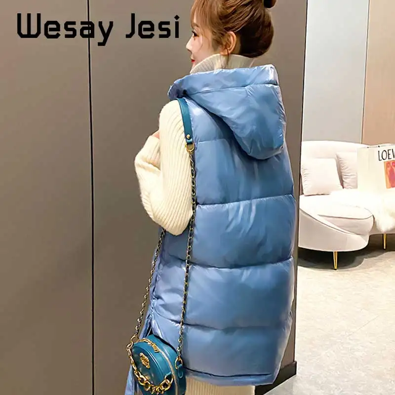 Autumn Winter female Vest Coat Casual Solid Shiny fabric with hood waistcoat women cotton down waterproof sleevless jacket
Autumn Winter female Vest Coat Casual Solid Shiny fabric with hood waistcoat women cotton down waterproof sleevless jacket
