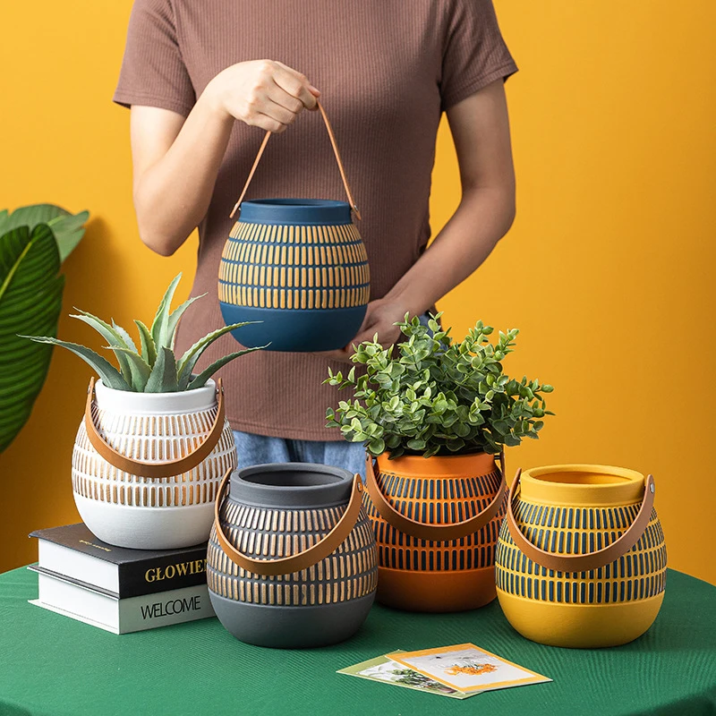 Nordic Morandi Ceramic Portable Flower Pot Succulent Hanging Pot Home Modern Colorful Painted Flower Pot Ornament Plants Potted
Nordic Morandi Ceramic Portable Flower Pot Succulent Hanging Pot Home Modern Colorful Painted Flower Pot Ornament Plants Potted