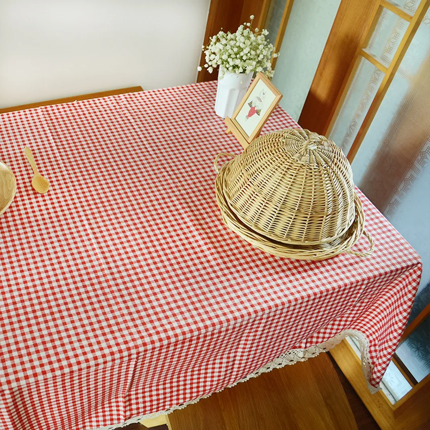 

Скатерть из хлопка и льна в красную клетку, прямоугольная скатерть для домашнего журнального столика