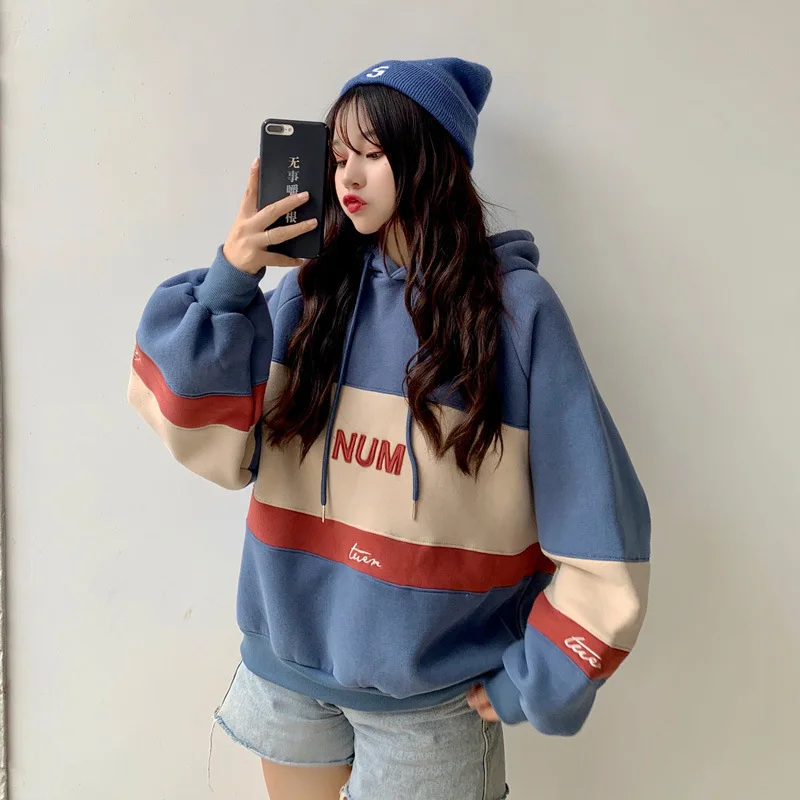 Autumn loose letter embroidery Fleece Sweatshirt women winter Hoodies Striped hood casual plus velvet Oversize hooded sweatshirt
Autumn loose letter embroidery Fleece Sweatshirt women winter Hoodies Striped hood casual plus velvet Oversize hooded sweatshirt