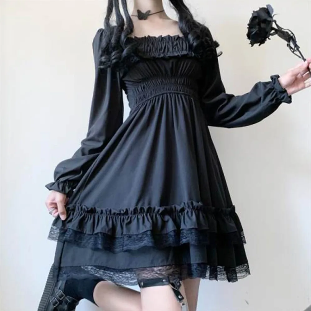 Elegant Lolita Princess Mini Dress Autumn Girls High Waist Sexy Black Lace Plus Size Dress Gothic Puff Sleeve Party Vestidos
Elegant Lolita Princess Mini Dress Autumn Girls High Waist Sexy Black Lace Plus Size Dress Gothic Puff Sleeve Party Vestidos