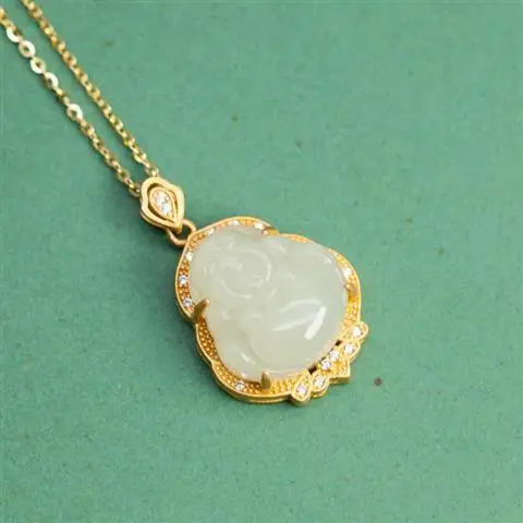 Original Changxiao Hetian Bi White Jade Pendant Necklace Female Maitreya S925 Sterling Silver National Style Clavicle Chain Swea
Original Changxiao Hetian Bi White Jade Pendant Necklace Female Maitreya S925 Sterling Silver National Style Clavicle Chain Swea