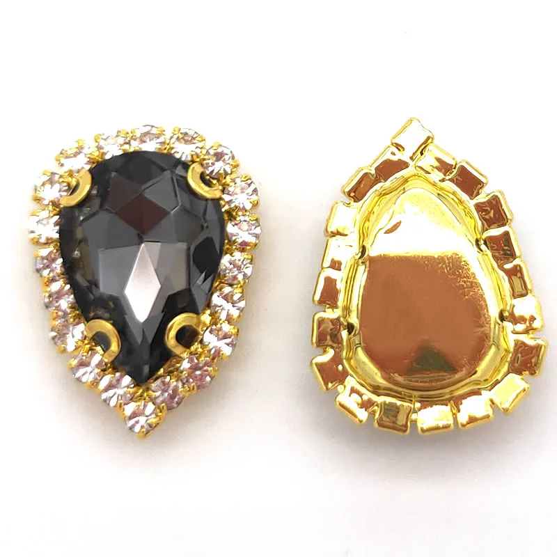 10/Pcs Gray AAA+ Glass Crystal Teardrop Flatback Crystal Button, Gold Bottom Sew On Rhinestones For DIY Clothing Decoration 
10/Pcs Gray AAA+ Glass Crystal Teardrop Flatback Crystal Button, Gold Bottom Sew On Rhinestones For DIY Clothing Decoration