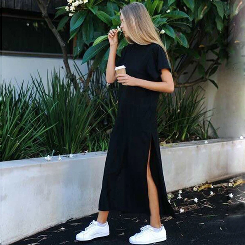 Women Summer Cotton Long Plus Size Sexy Side Slit Casual Maxi T-Shirt Dress Girls O-Neck Short Sleeve Slim Black Beach Maxiskirt
Women Summer Cotton Long Plus Size Sexy Side Slit Casual Maxi T-Shirt Dress Girls O-Neck Short Sleeve Slim Black Beach Maxiskirt