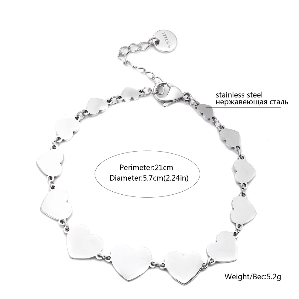 Stainless Steel Star Heart Charms Bracelet For Women Rose Gold Link Chain Trendy Jewelry Pulseras Valentines Gift 2021 | Украшения и