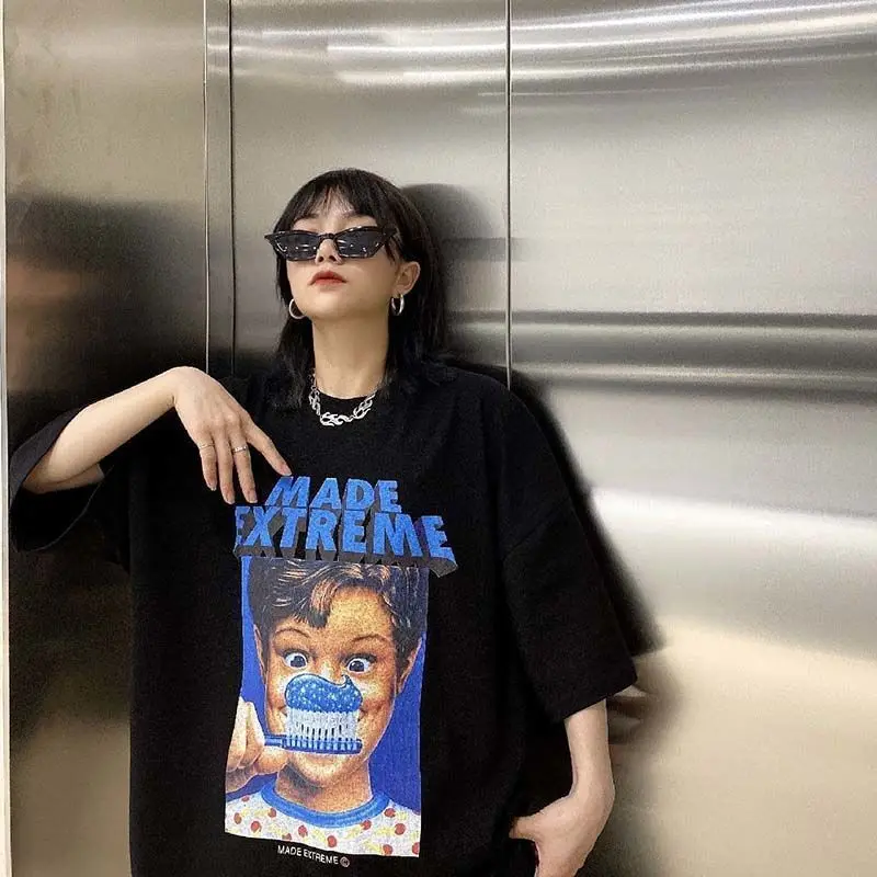 Cotton Summer American Fashion Brand Short-Sleeved T-Shirt Female Loose Print Student Top
Cotton Summer American Fashion Brand Short-Sleeved T-Shirt Female Loose Print Student Top