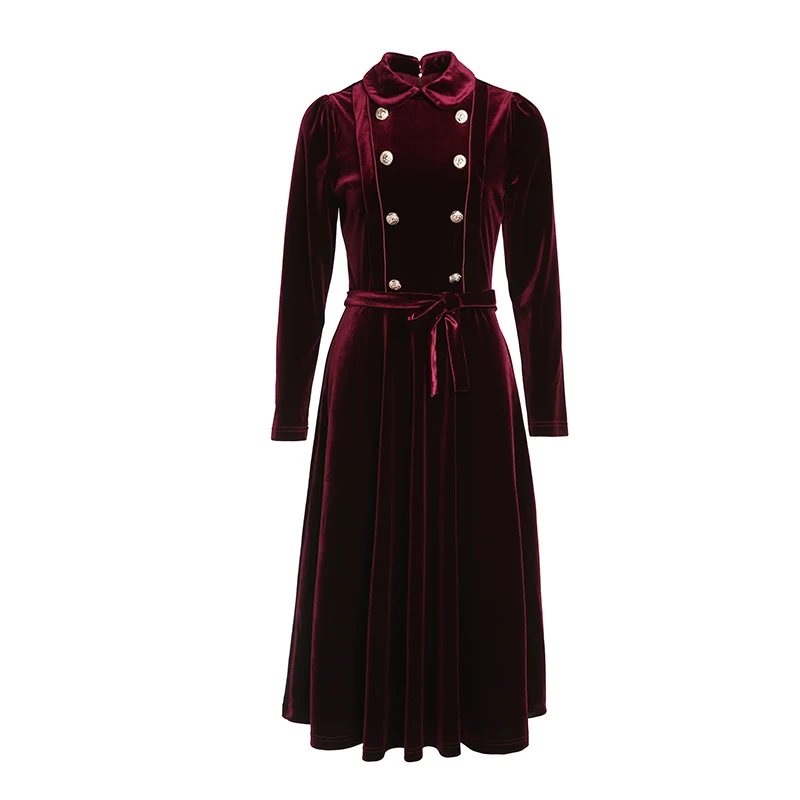 Vintage velvet dress women autumn winter buttons pleated velvet lace party dress ladies tunic club midi long dress female robe
Vintage velvet dress women autumn winter buttons pleated velvet lace party dress ladies tunic club midi long dress female robe