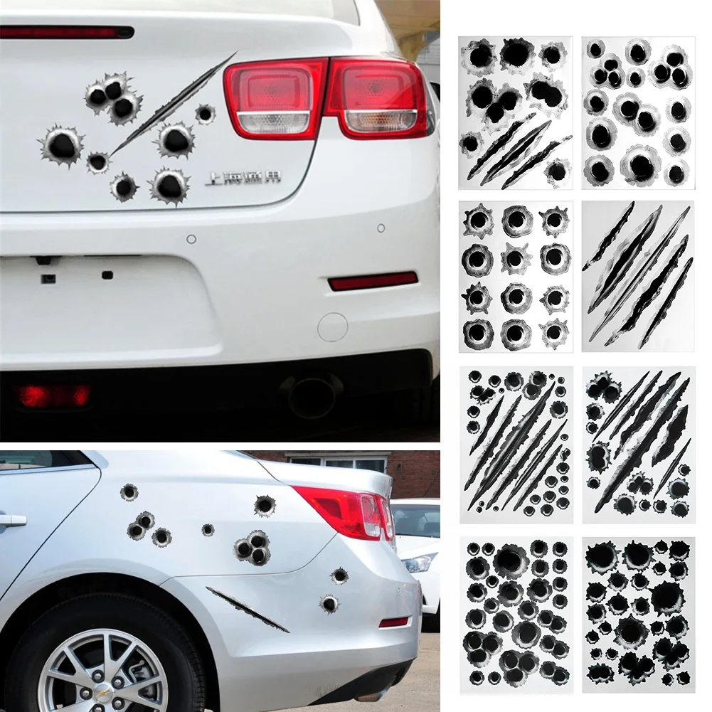 Promotion! Car Side Stickers 3D Bullet Hole Funny Decals Auto Motorcycle Decoration Sticker Styling For Adesivi Per | Автомобили и