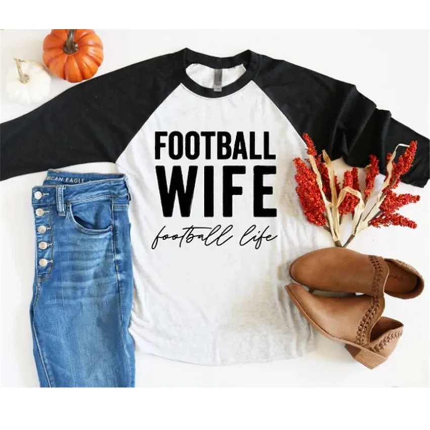 Football Wife Printed T-shirt Women 2019 Tops Tee Casual O-neck Tee Shirt Female Raglan sleeve Tees Autumn Winter Top Plus Size
Football Wife Printed T-shirt Women 2019 Tops Tee Casual O-neck Tee Shirt Female Raglan sleeve Tees Autumn Winter Top Plus Size