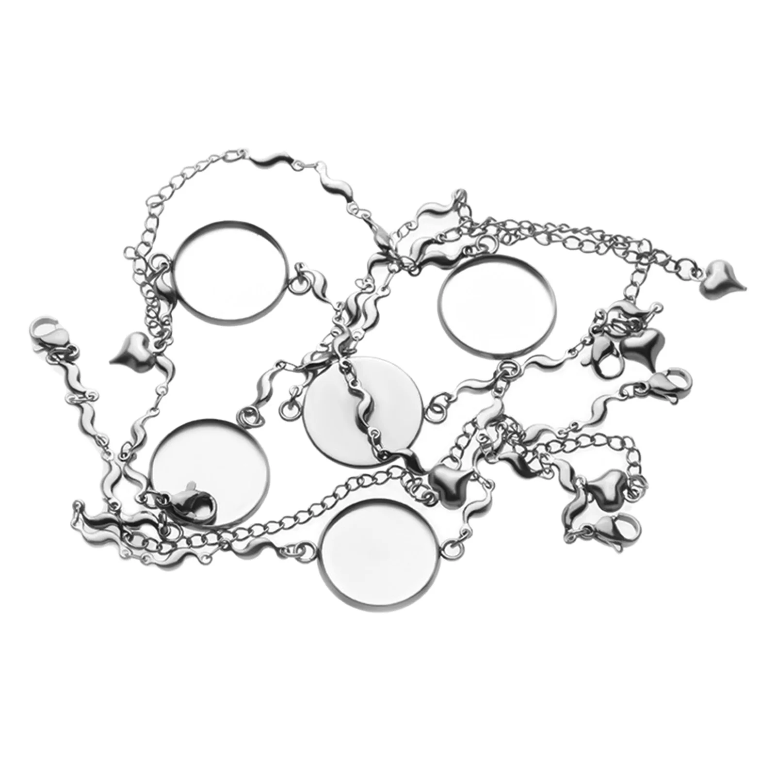 Set of 5, Bezel Bracelet Blanks Silver Settings for Jewelry Making DIY 
Set of 5, Bezel Bracelet Blanks Silver Settings for Jewelry Making DIY