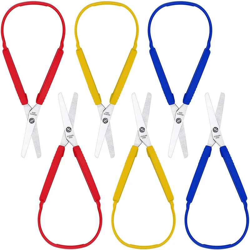 Loop Scissors Colorful Grip Scissors Loop Handle Self-Opening Scissors Adaptive Cutting Scissors 8 Inches (6 Packs)
Loop Scissors Colorful Grip Scissors Loop Handle Self-Opening Scissors Adaptive Cutting Scissors 8 Inches (6 Packs)