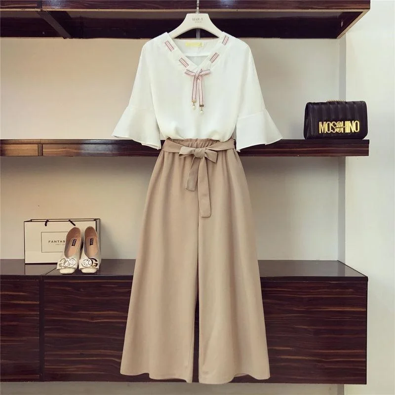 Summer Clothes Women's Office Suit Chiffon Crop Tops Shorts Two Piece Set Women New Korean Fashion Casual Wide Leg Skirt Pants
Summer Clothes Women's Office Suit Chiffon Crop Tops Shorts Two Piece Set Women New Korean Fashion Casual Wide Leg Skirt Pants
