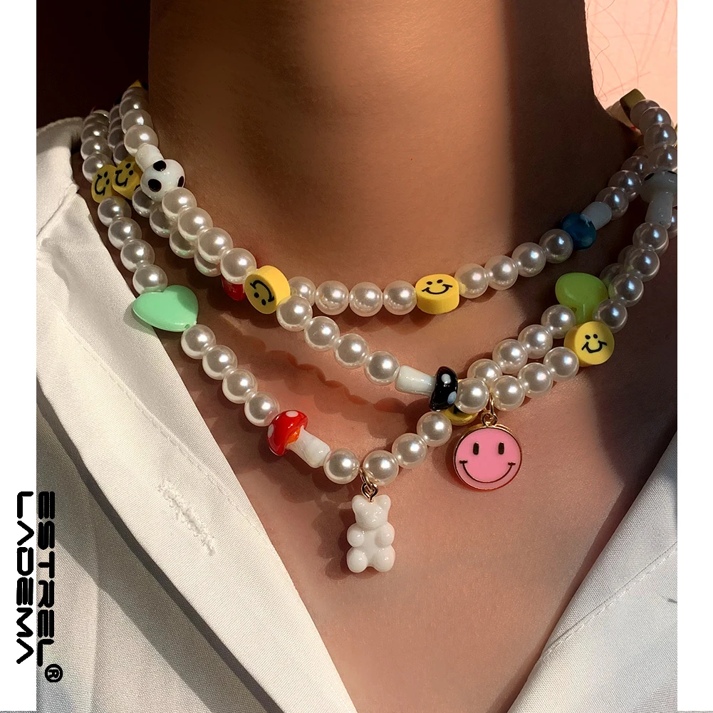 Colorful Handmade Mushroom Cartoon Bear Pendant Pearls Beaded Necklace for Women Sweet Smiley Cross Collar Chain Beach Jewelry
Colorful Handmade Mushroom Cartoon Bear Pendant Pearls Beaded Necklace for Women Sweet Smiley Cross Collar Chain Beach Jewelry
