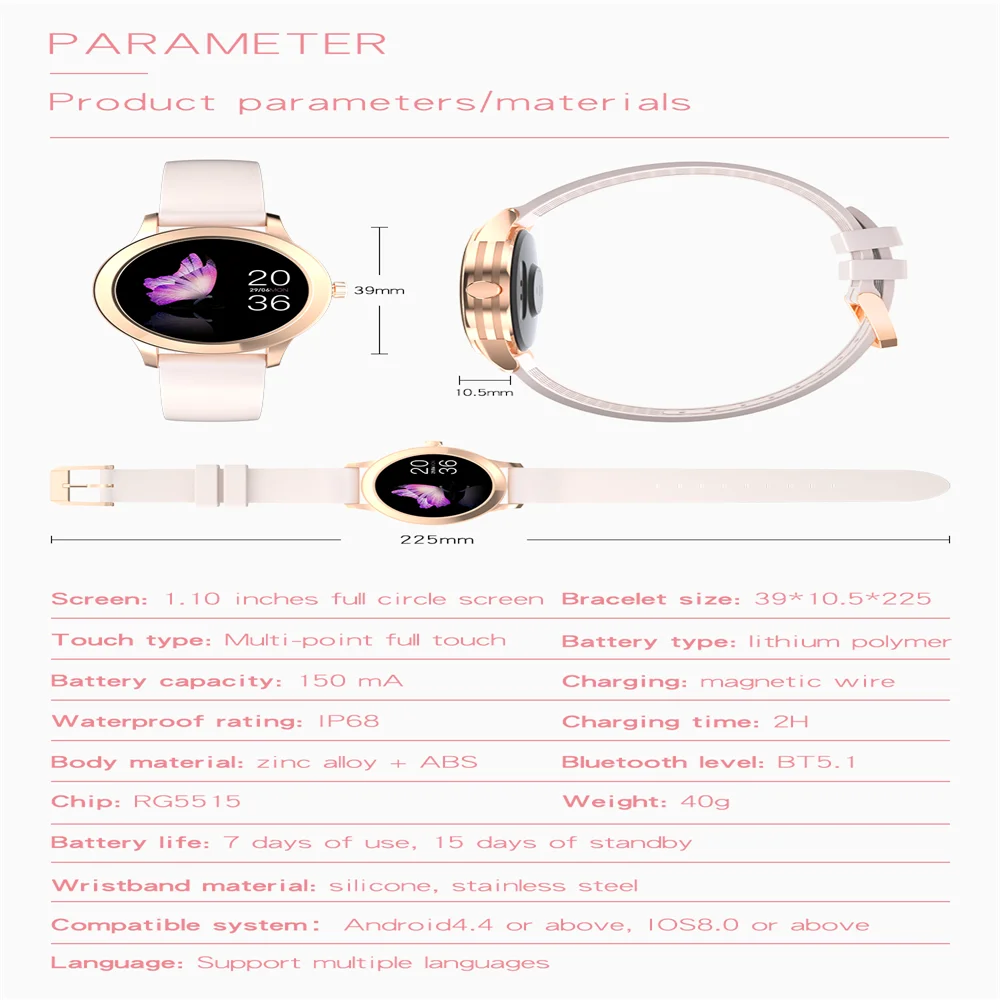 2021 Waterproof Women Smart Watch Blood Pressure Heart Rate Sleep Female Menstrual Cycle Monitoring Smartwatch For Android Ios
2021 Waterproof Women Smart Watch Blood Pressure Heart Rate Sleep Female Menstrual Cycle Monitoring Smartwatch For Android Ios