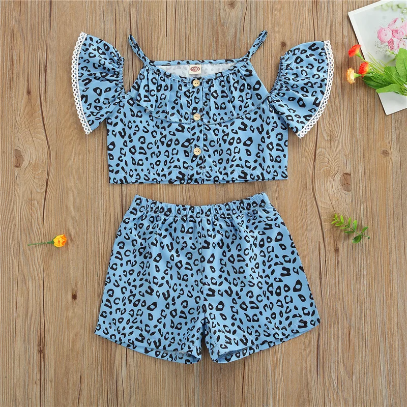 2021 Toddler Girls 2Pcs Summer Clothes, fashion Short Sleeve Strap Leopard Crop Tops + Short Pants Set 
2021 Toddler Girls 2Pcs Summer Clothes, fashion Short Sleeve Strap Leopard Crop Tops + Short Pants Set