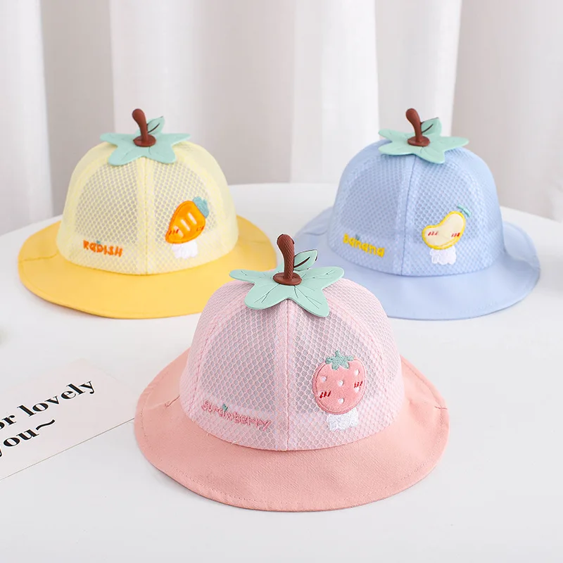 Summer Fruit Embroidery Thin Mesh Fisherman Kids Hat Boy Girl Cute Sun Protection Breathable Basin Cap Children's Sunhat Trend
Summer Fruit Embroidery Thin Mesh Fisherman Kids Hat Boy Girl Cute Sun Protection Breathable Basin Cap Children's Sunhat Trend