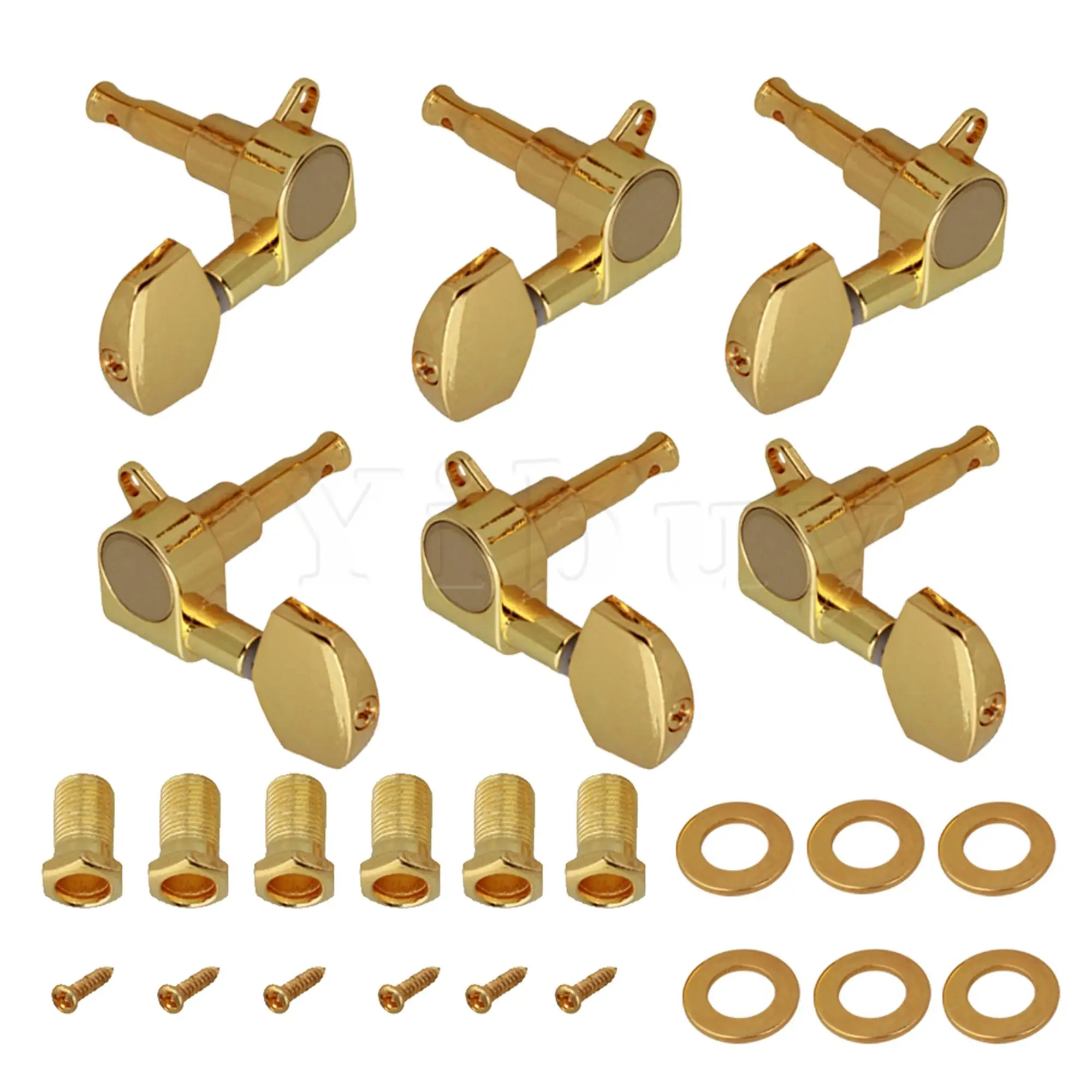 Yibuy Guitar Tuners Tuning Pegs Machine Heads 3L3R Golden 
Yibuy Guitar Tuners Tuning Pegs Machine Heads 3L3R Golden