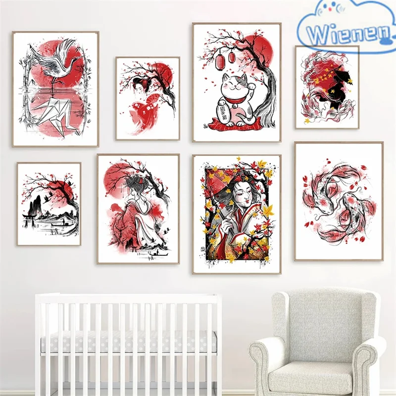 Japanese Koi Black Red Geisha Daruma Sakura Cat Posters Canvas Painting Wall Art Prints Nordic For Kids Living Room Home Decor
Japanese Koi Black Red Geisha Daruma Sakura Cat Posters Canvas Painting Wall Art Prints Nordic For Kids Living Room Home Decor