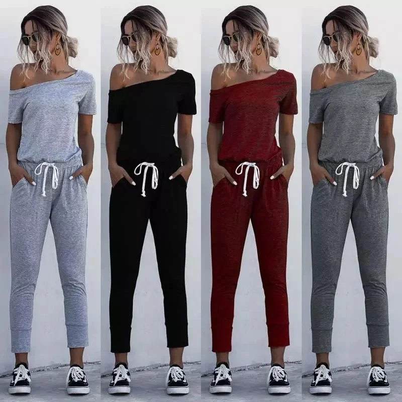 Women Sexy Jumpsuits Summer Solid Off Shoulder Short Sleeve Romper Fashion Casual Drawstring High Waist Female Overalls Playsuit
Women Sexy Jumpsuits Summer Solid Off Shoulder Short Sleeve Romper Fashion Casual Drawstring High Waist Female Overalls Playsuit