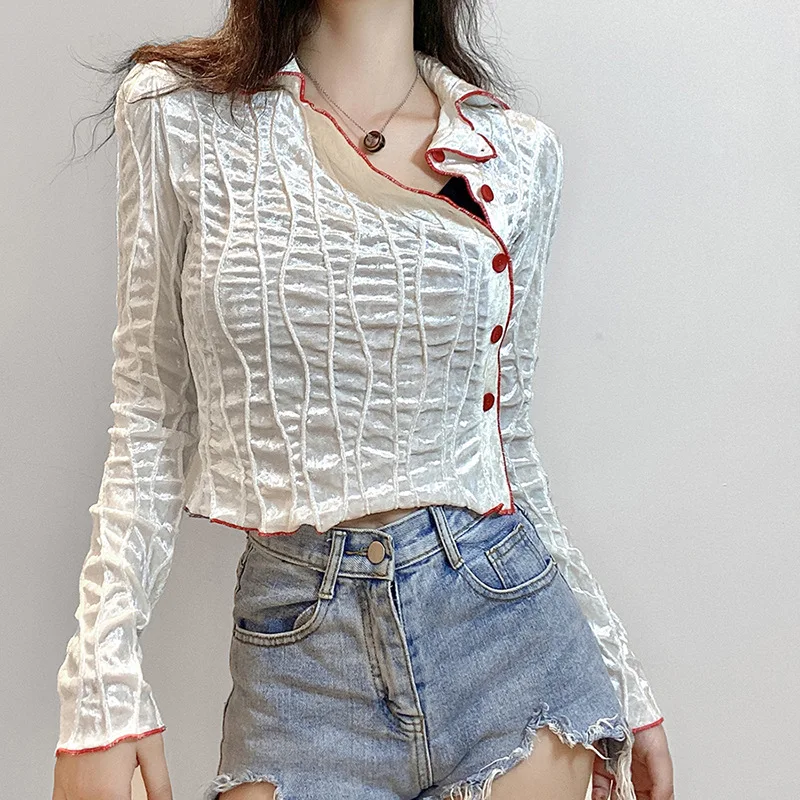 Women's Long Sleeve T-shirt Tee Shirt for Women Autumn Spring Side The Single-Breasted Crop Chinese Style Y2k Tops Woman
Women's Long Sleeve T-shirt Tee Shirt for Women Autumn Spring Side The Single-Breasted Crop Chinese Style Y2k Tops Woman