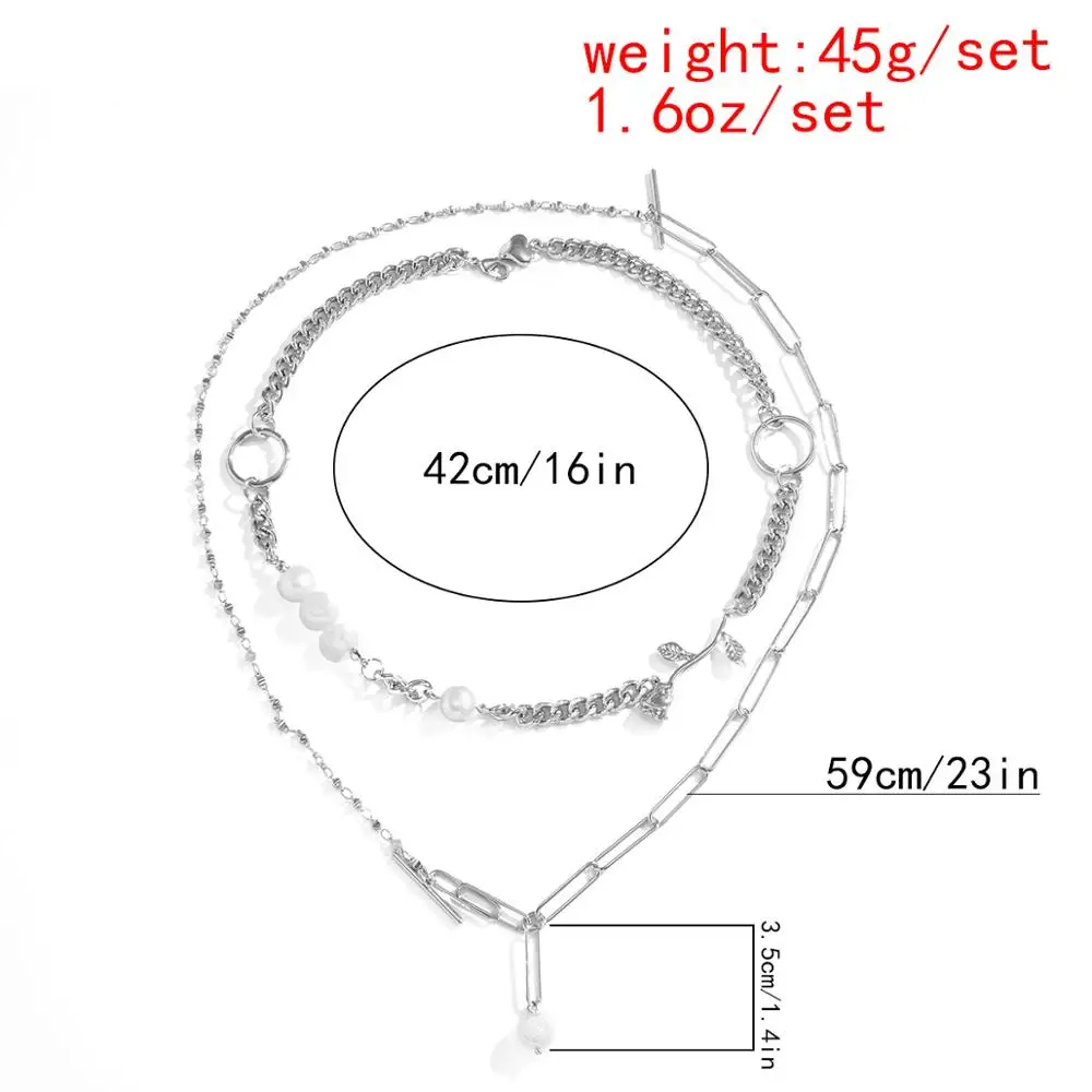Salircon Multi Layer Stainless Steel Pendant Necklace Set Punk Chunky Choker Pearl Flower Design Necklace Women Men Goth Jewelry
Salircon Multi Layer Stainless Steel Pendant Necklace Set Punk Chunky Choker Pearl Flower Design Necklace Women Men Goth Jewelry
