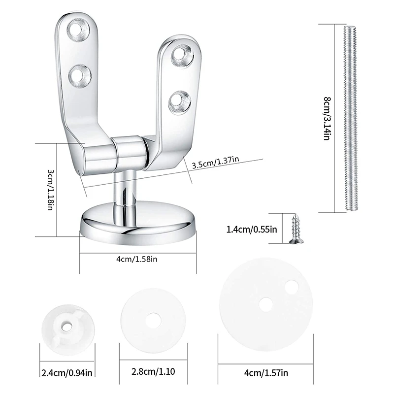 Toilet Seat Fittings, Zinc Alloy Toilet Seat Replacement Hinge with Fittings and Repair Parts, for Most Wooden Resin
Toilet Seat Fittings, Zinc Alloy Toilet Seat Replacement Hinge with Fittings and Repair Parts, for Most Wooden Resin