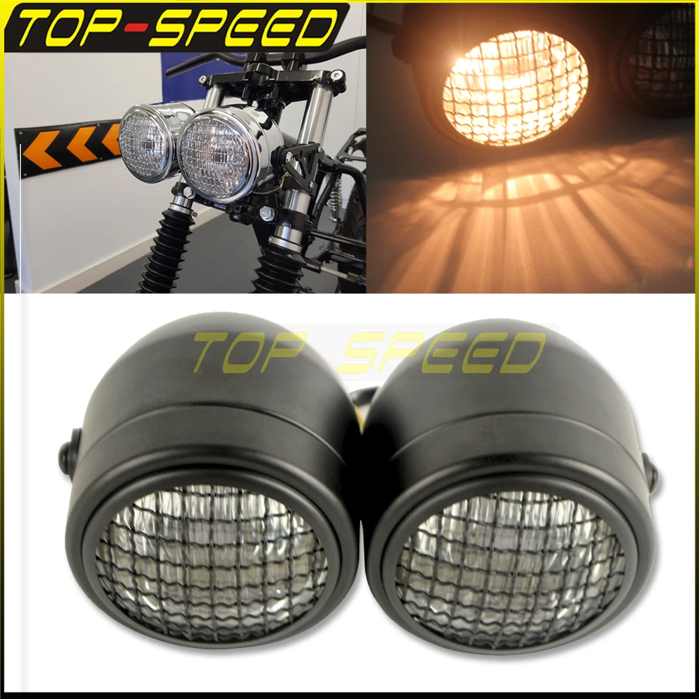 Headlight Mesh Grill Cafe Racer H4 Double Head Light W/Mount Bracket FOR Kawasaki:KLX450 KLX250 Honda:XR230 XR250 CRF150CRF250
Headlight Mesh Grill Cafe Racer H4 Double Head Light W/Mount Bracket FOR Kawasaki:KLX450 KLX250 Honda:XR230 XR250 CRF150CRF250
