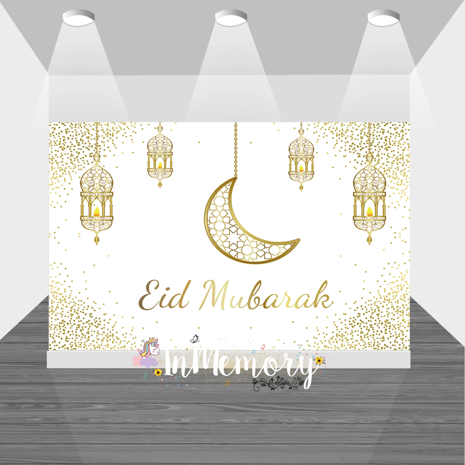 Eid Mubarak Poster Round Background Golden Dots Moon Islamic Mosque Lamps Ramadan Kareem Home Decor Wallpaper Photo Backdrop
Eid Mubarak Poster Round Background Golden Dots Moon Islamic Mosque Lamps Ramadan Kareem Home Decor Wallpaper Photo Backdrop
