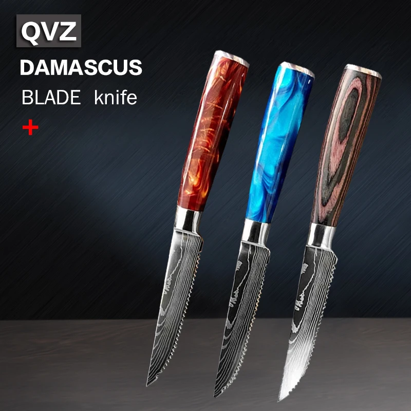 QVZ Damascus Pattern Serrated Smallknife Stainless Steel Steak Knife, Multi - Function Hotel Mealknife Resin Handle
QVZ Damascus Pattern Serrated Smallknife Stainless Steel Steak Knife, Multi - Function Hotel Mealknife Resin Handle