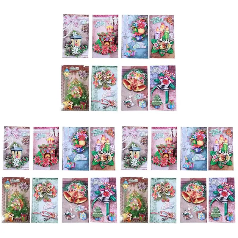 

48 pcs Three-dimensional Printing Christmas Greeting Cards Merry Christmas Holiday Message Blessing Christmas Gift Random Style